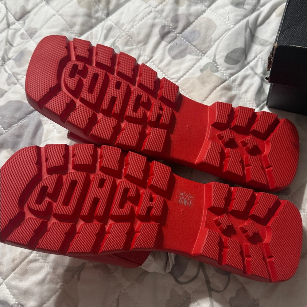 Coach Women's Red Fiona Slide Sandals - Picture 5 of 7